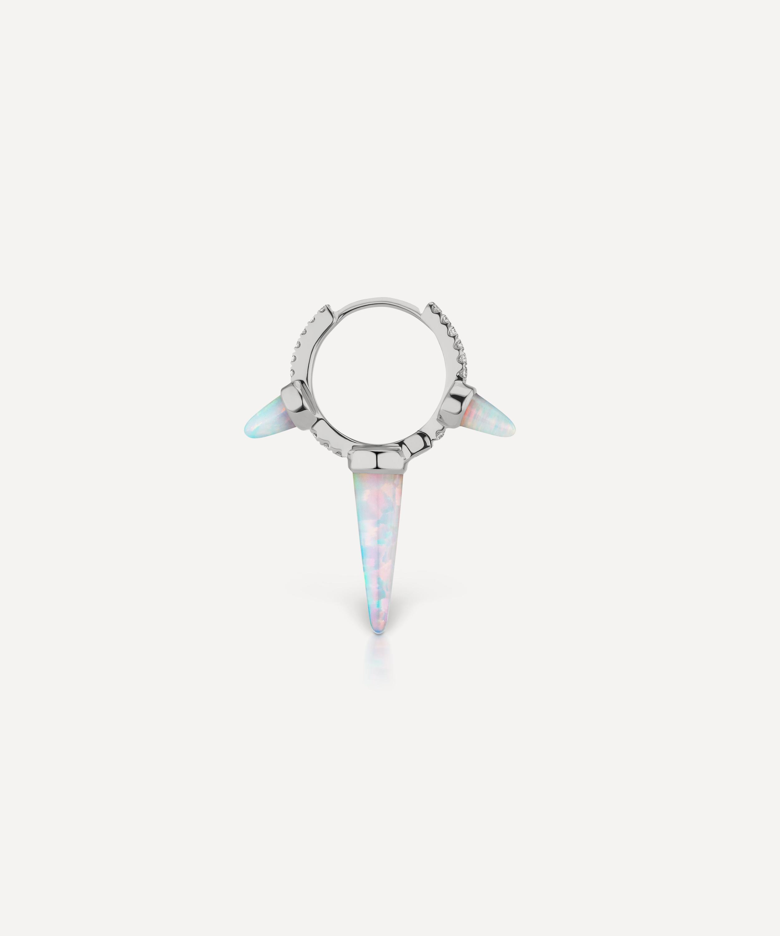 Maria Tash - 18ct 9.5mm Triple Long Opal Spike Diamond Eternity Hoop Earring image number 1