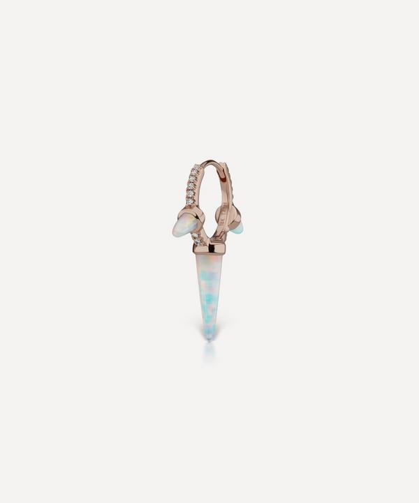 Maria Tash - 18ct 9.5mm Triple Long Opal Spike Diamond Eternity Hoop Earring image number null