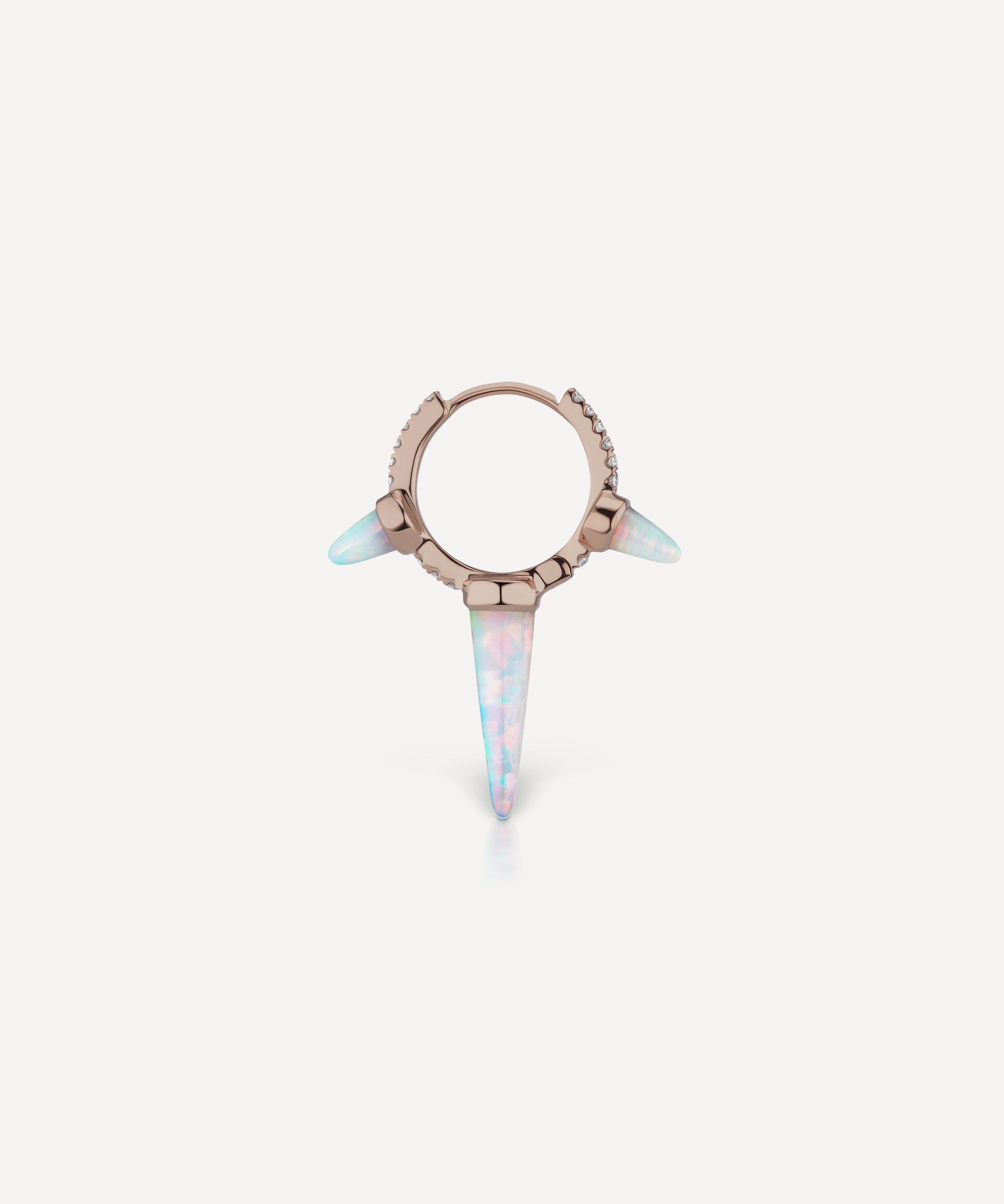 Maria Tash - 18ct 9.5mm Triple Long Opal Spike Diamond Eternity Hoop Earring image number 1