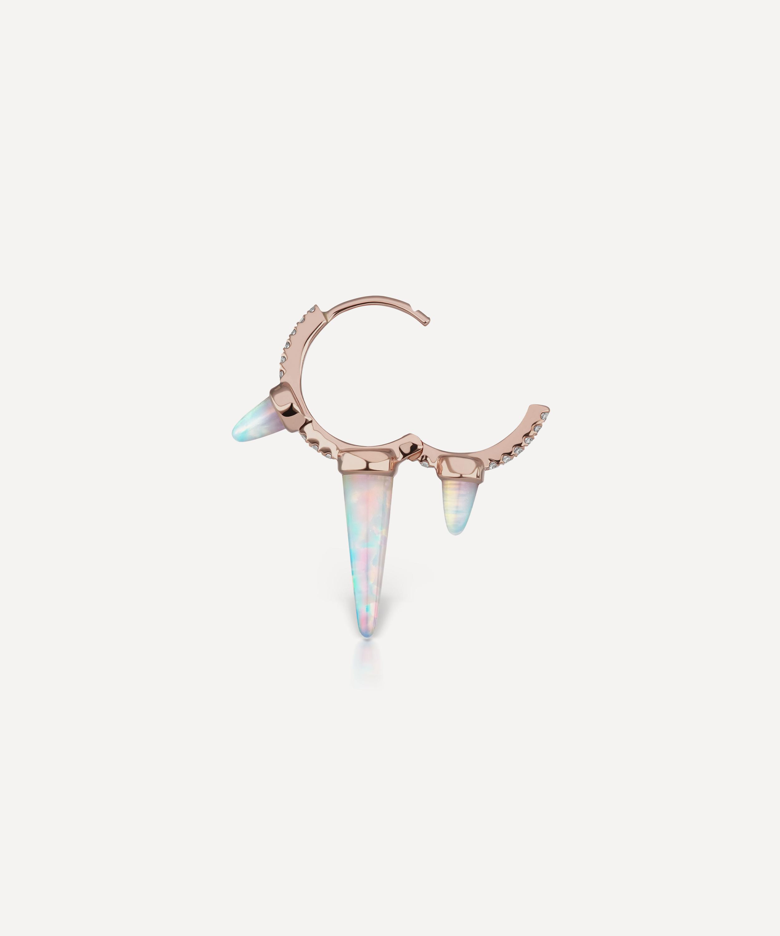 Maria Tash - 18ct 9.5mm Triple Long Opal Spike Diamond Eternity Hoop Earring image number 2