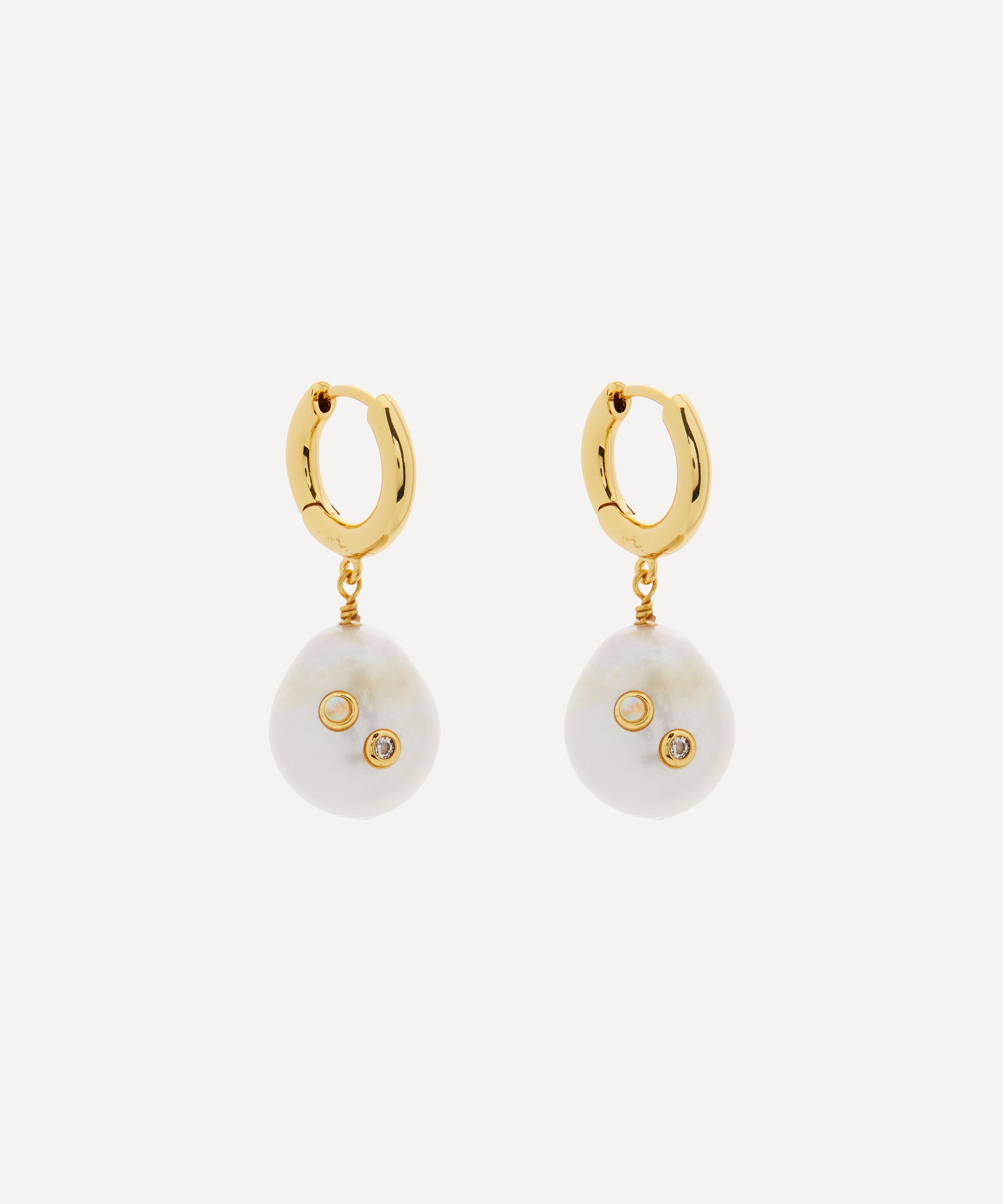 ANNI LU - Gold-Plated Gertrude Pearl Hoop Earrings