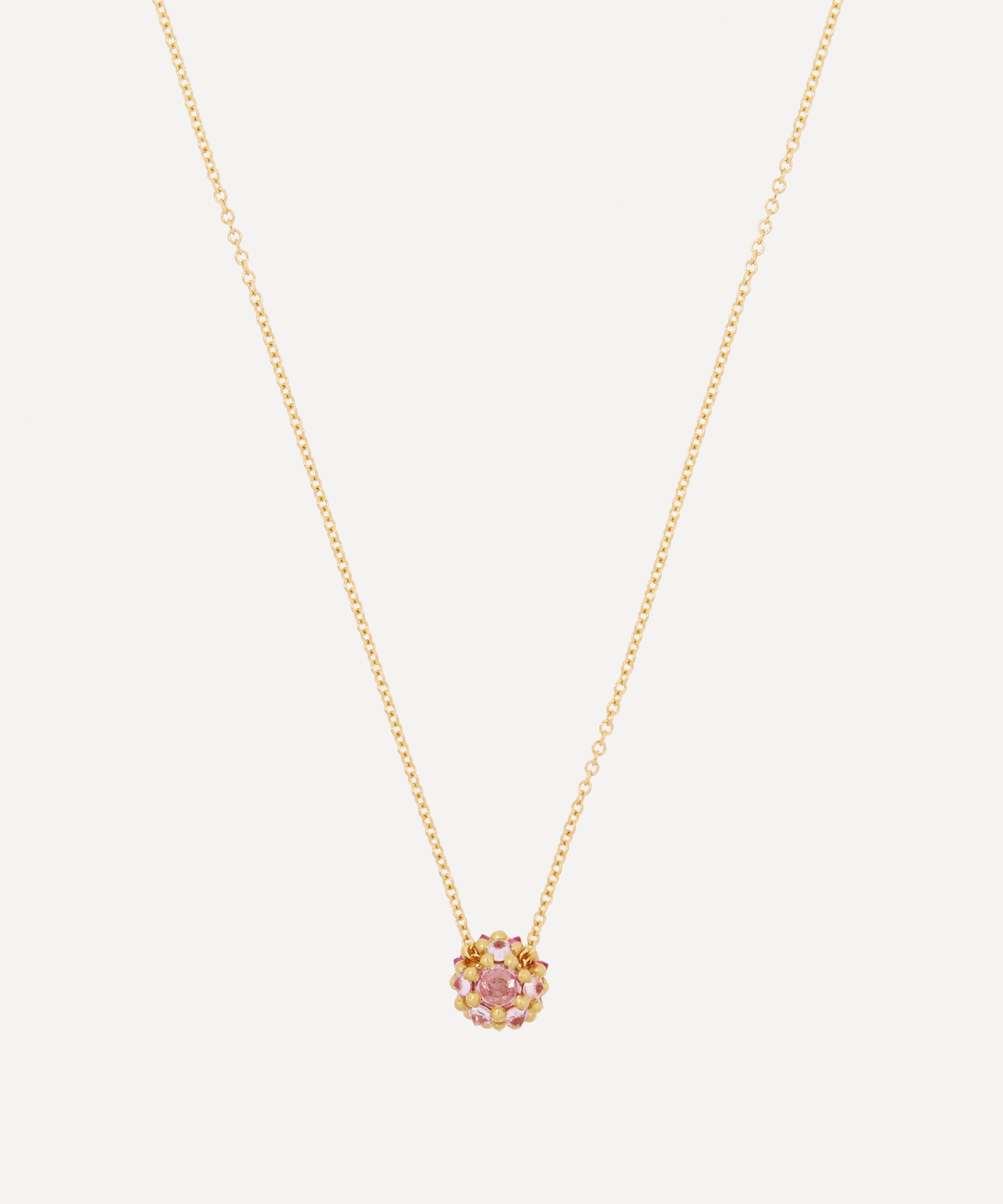 Polly Wales - 18ct Gold Sputnik Small Pink Sapphire Pendant Necklace