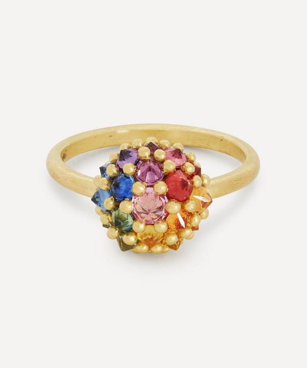 Polly Wales - 18ct Gold Sputnik Rainbow Sapphire Ring