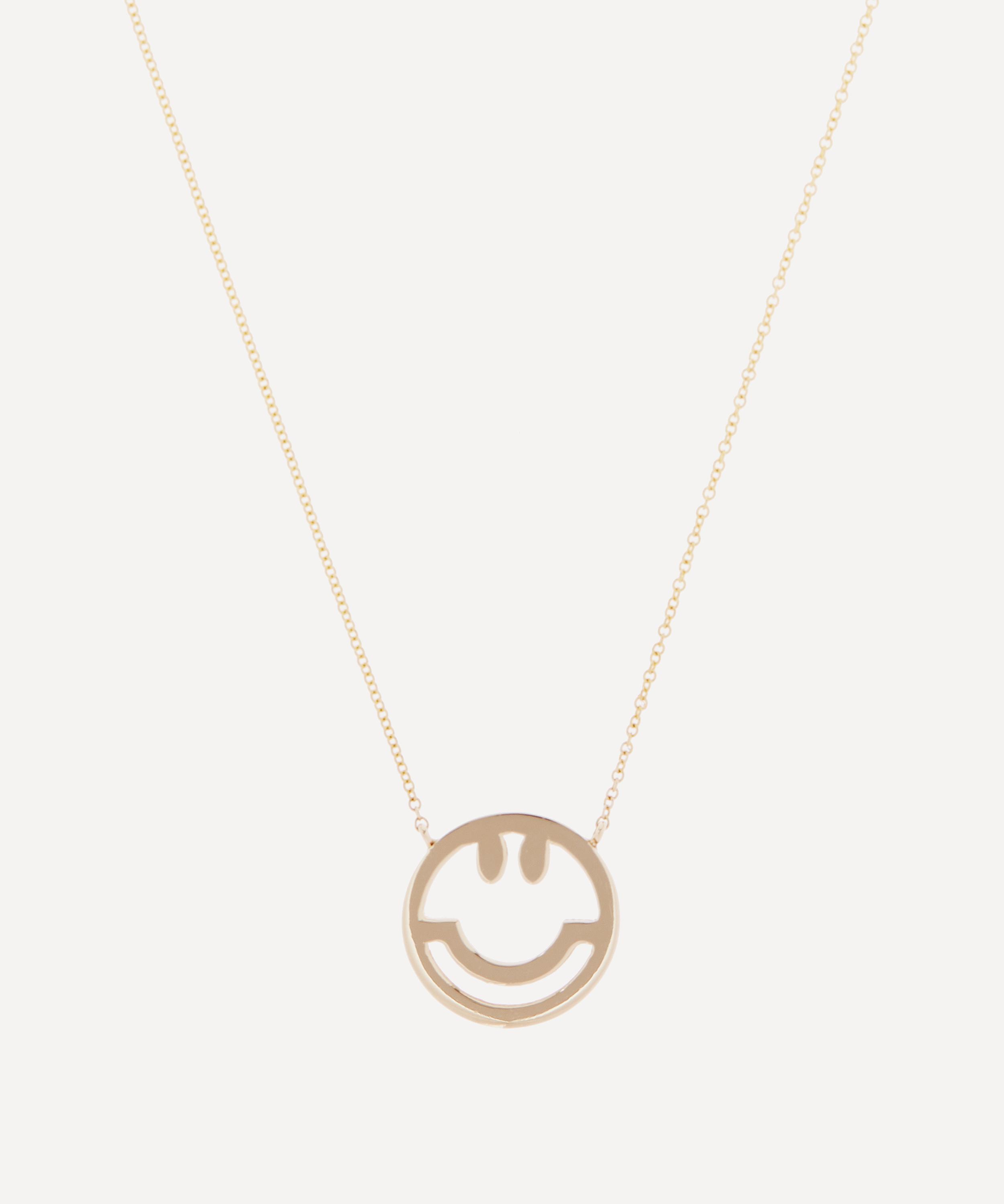 Roxanne First - 14ct Gold Have a Nice Day Happy Face Pendant Necklace image number 0