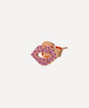 Roxanne First - 14ct Rose Gold The Scarlett Kiss Pink Sapphire Single Stud Earring image number 2
