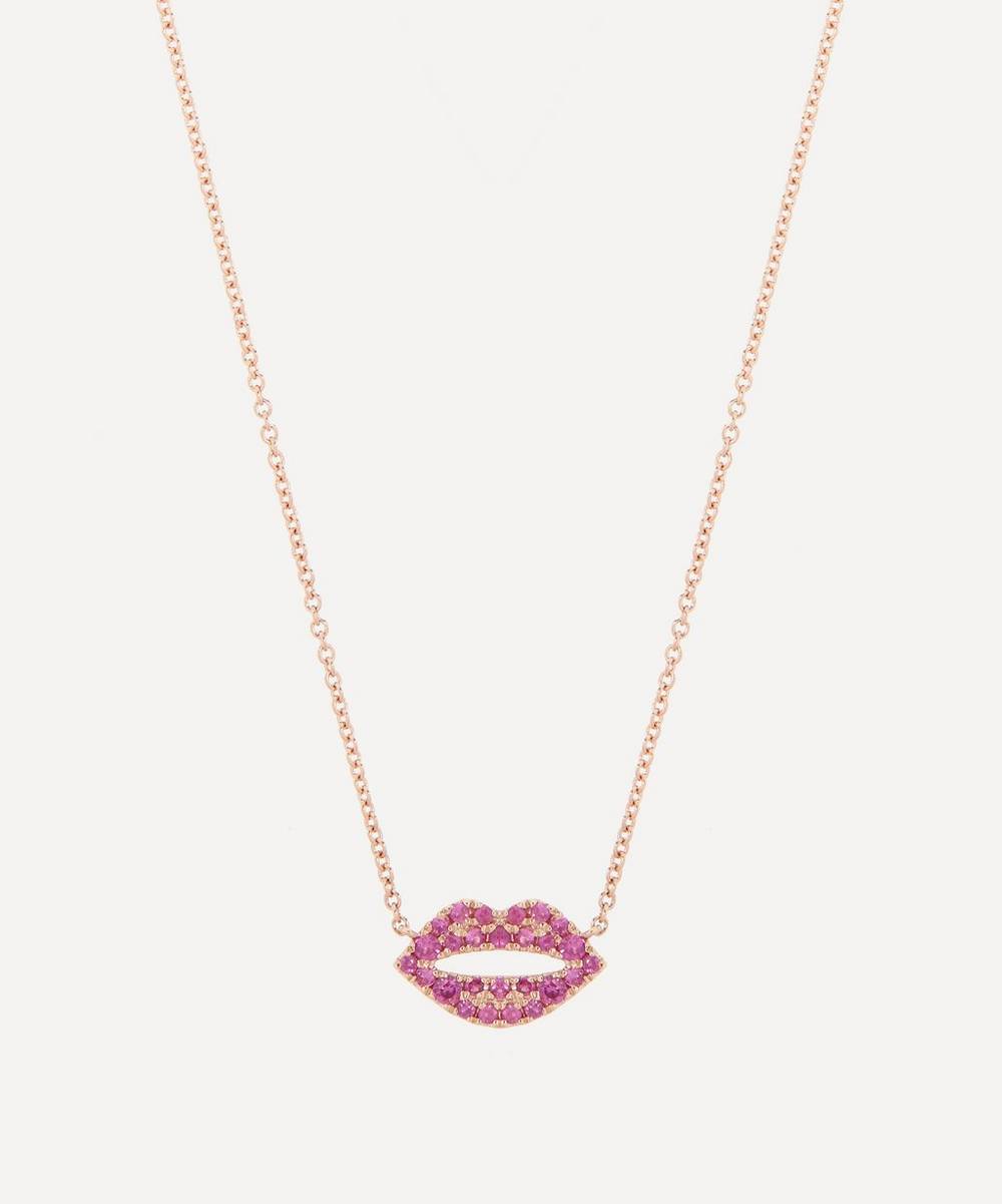 Roxanne First - 14ct Rose Gold Scarlett Kiss Pink Sapphire Pendant Necklace