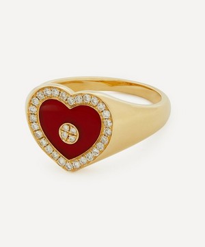 Anissa Kermiche - Gold Love Heart Red Agate and Diamond Signet Ring image number 2