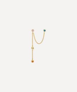 Gold-Plated Duo Confetti Zirconia Single Chain Drop Earring