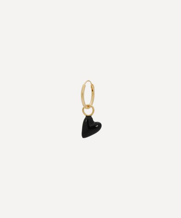 Anna + Nina - Gold-Plated La Muerta Enamel Heart Ring Single Hoop Earring
