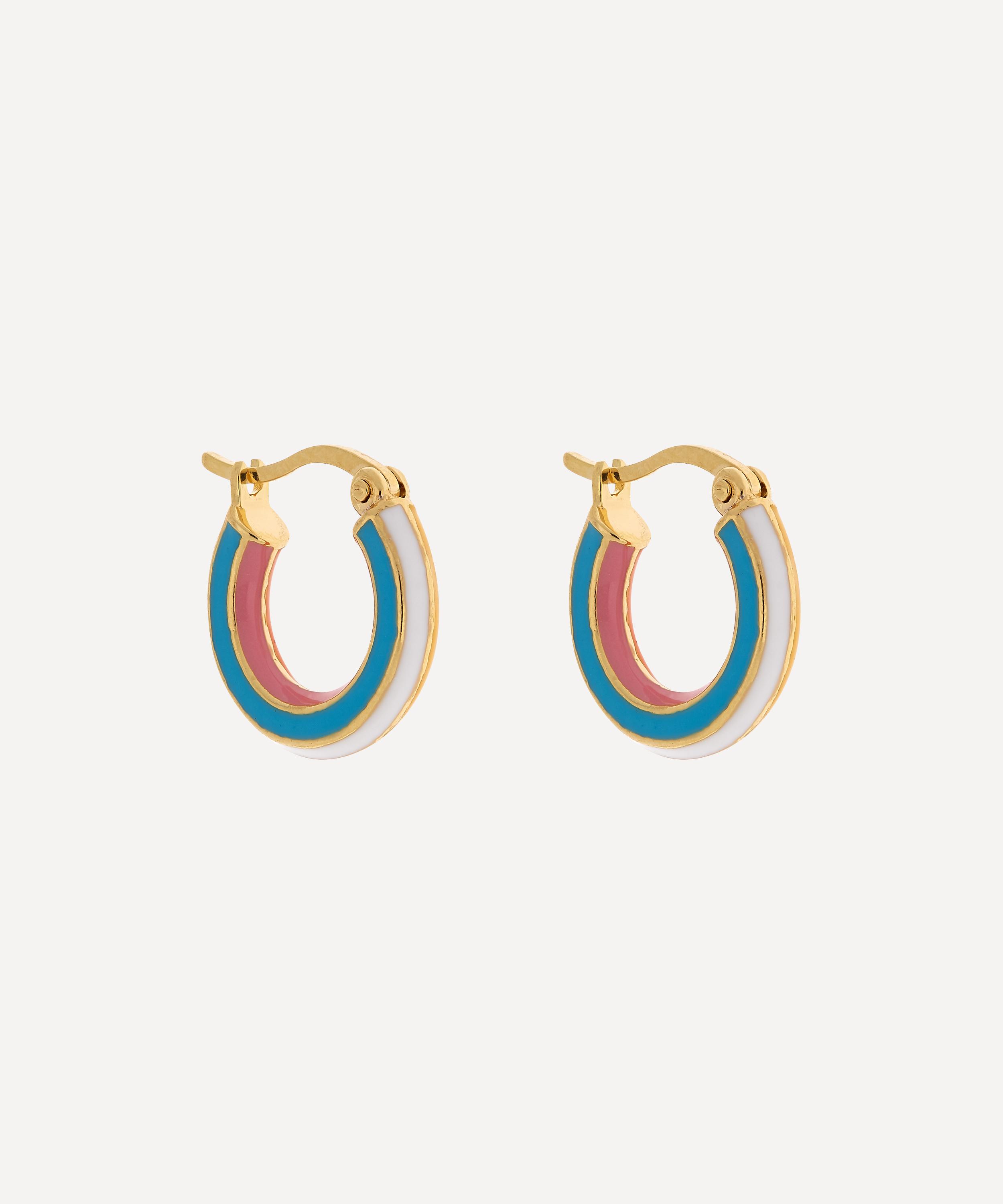 Rainbow enamel huggie earrings