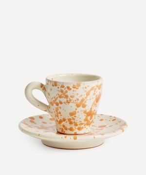 Hot Pottery - Espresso Cup and Saucer Set Burnt Orange image number 1