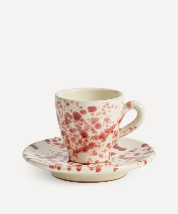 Hot Pottery - Espresso Cup and Saucer Set Cranberry