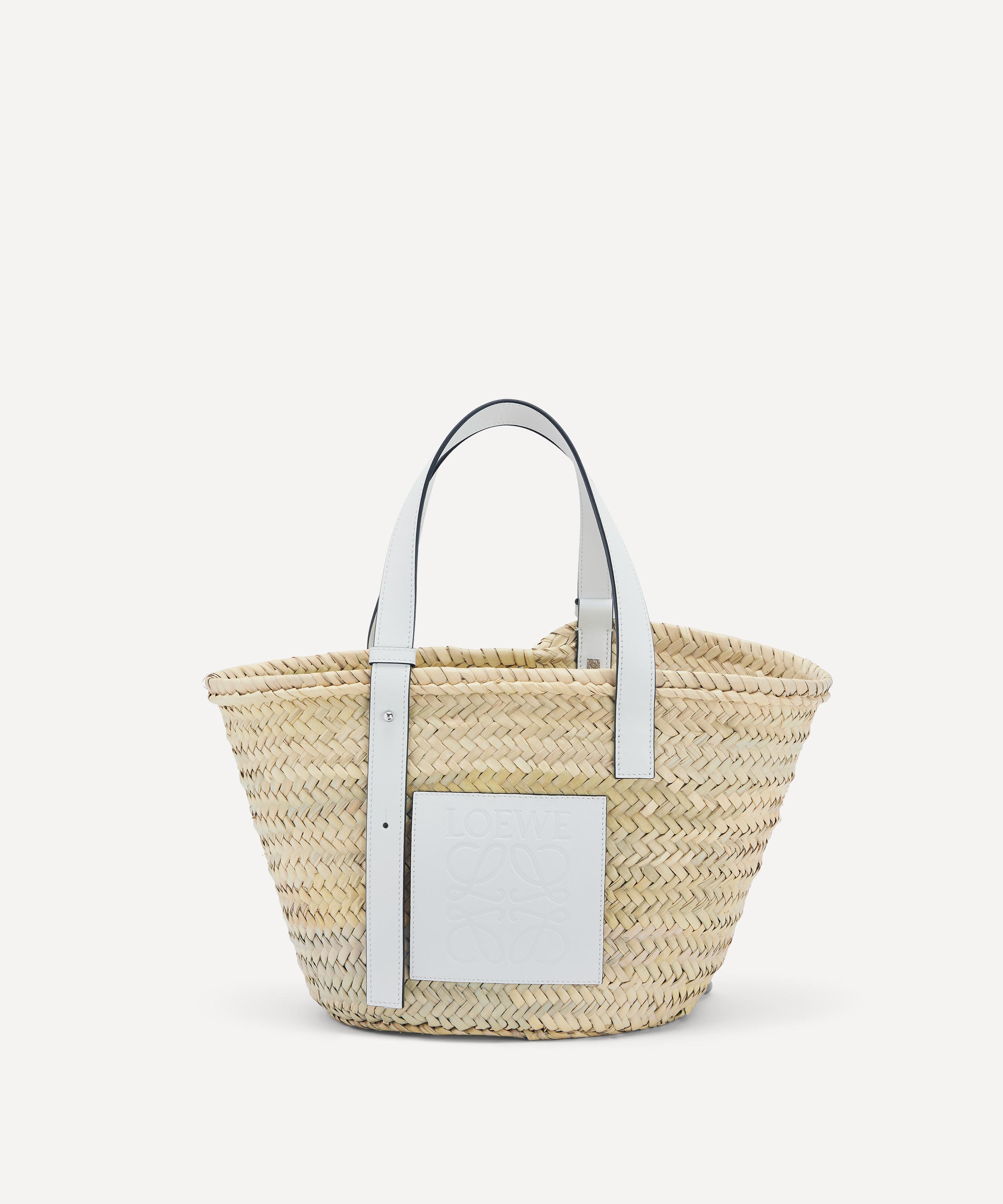 Loewe Luxury Small Anagram Basket Bag In Iraca Palm And Calfskin