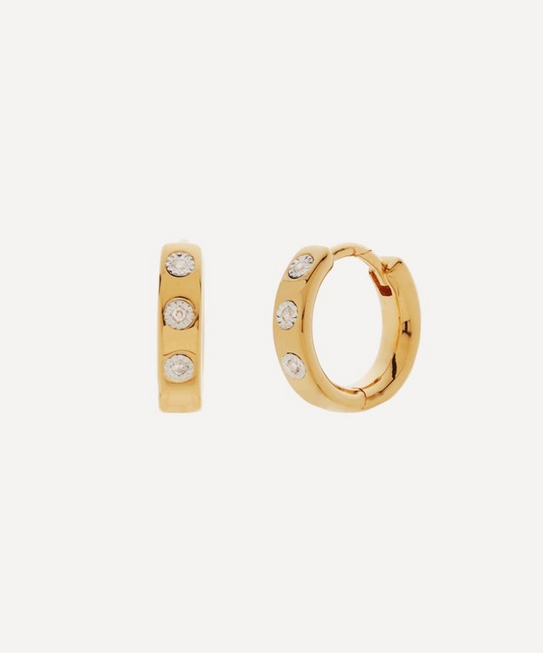 Monica Vinader - Gold Plated Vermeil Silver Fiji Diamond Huggie Hoop Earrings image number null