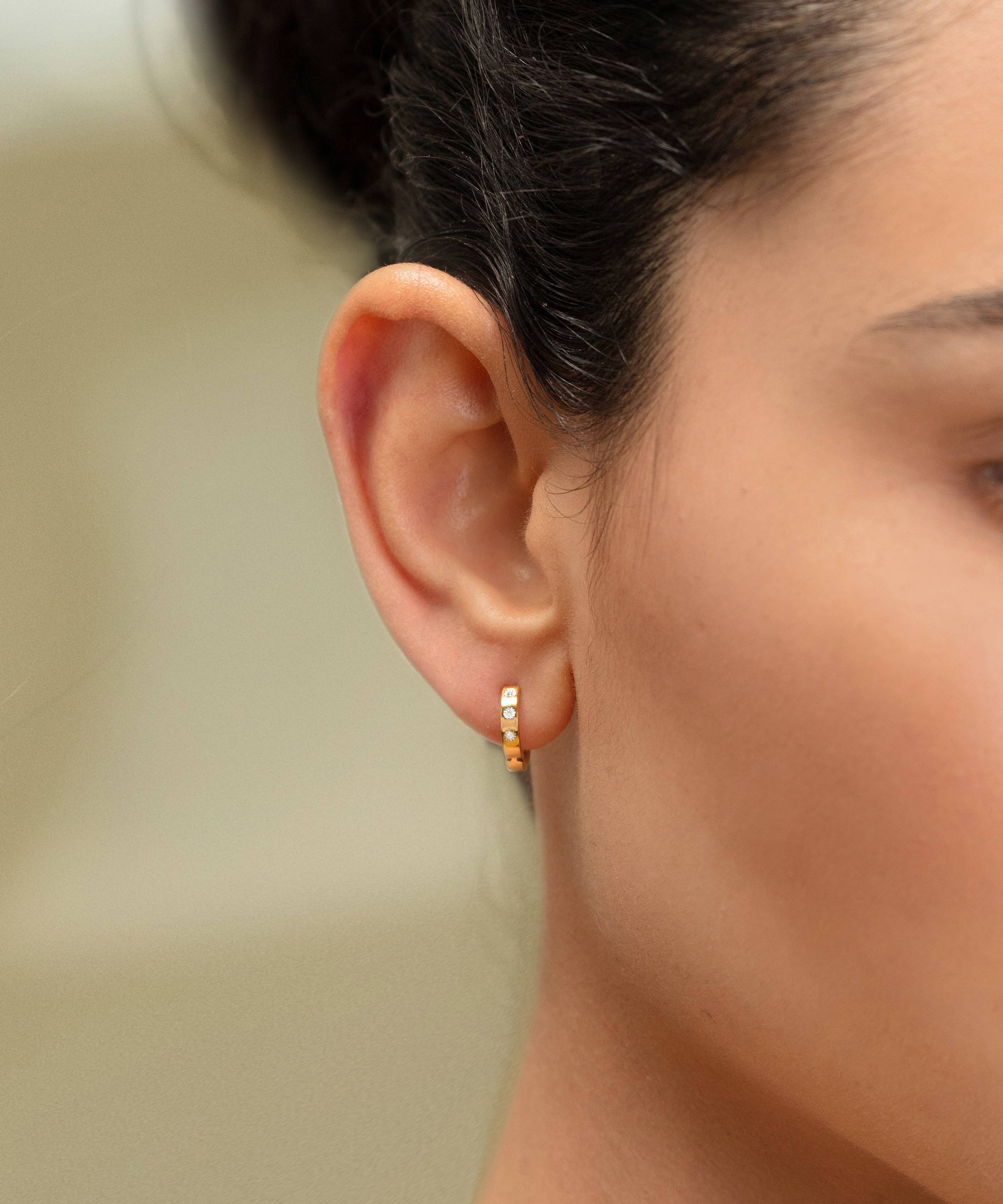 Monica Vinader - Gold Plated Vermeil Silver Fiji Diamond Huggie Hoop Earrings image number 1