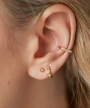 Monica Vinader - Gold Plated Vermeil Silver Fiji Diamond Huggie Hoop Earrings image number 2