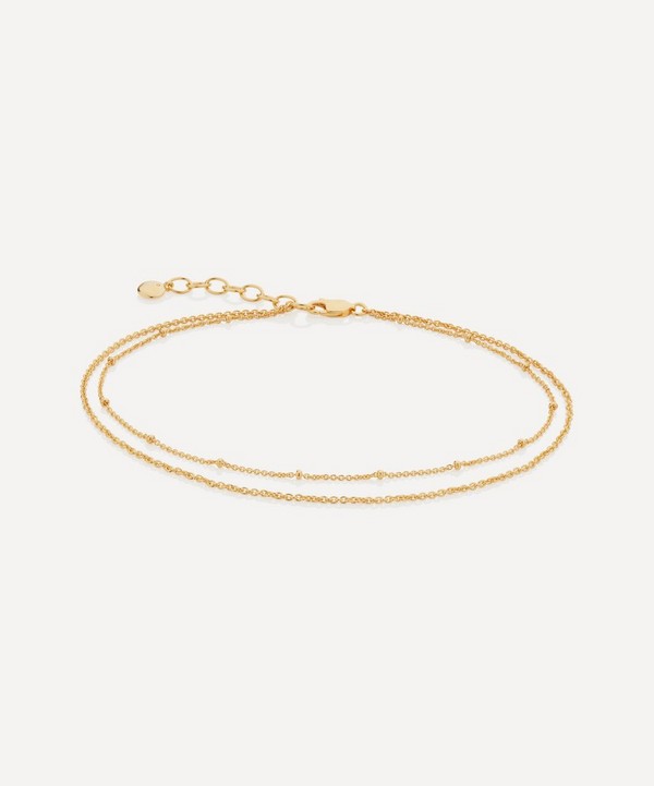 Monica Vinader - Gold Plated Vermeil Silver Beaded Double Chain Anklet image number null