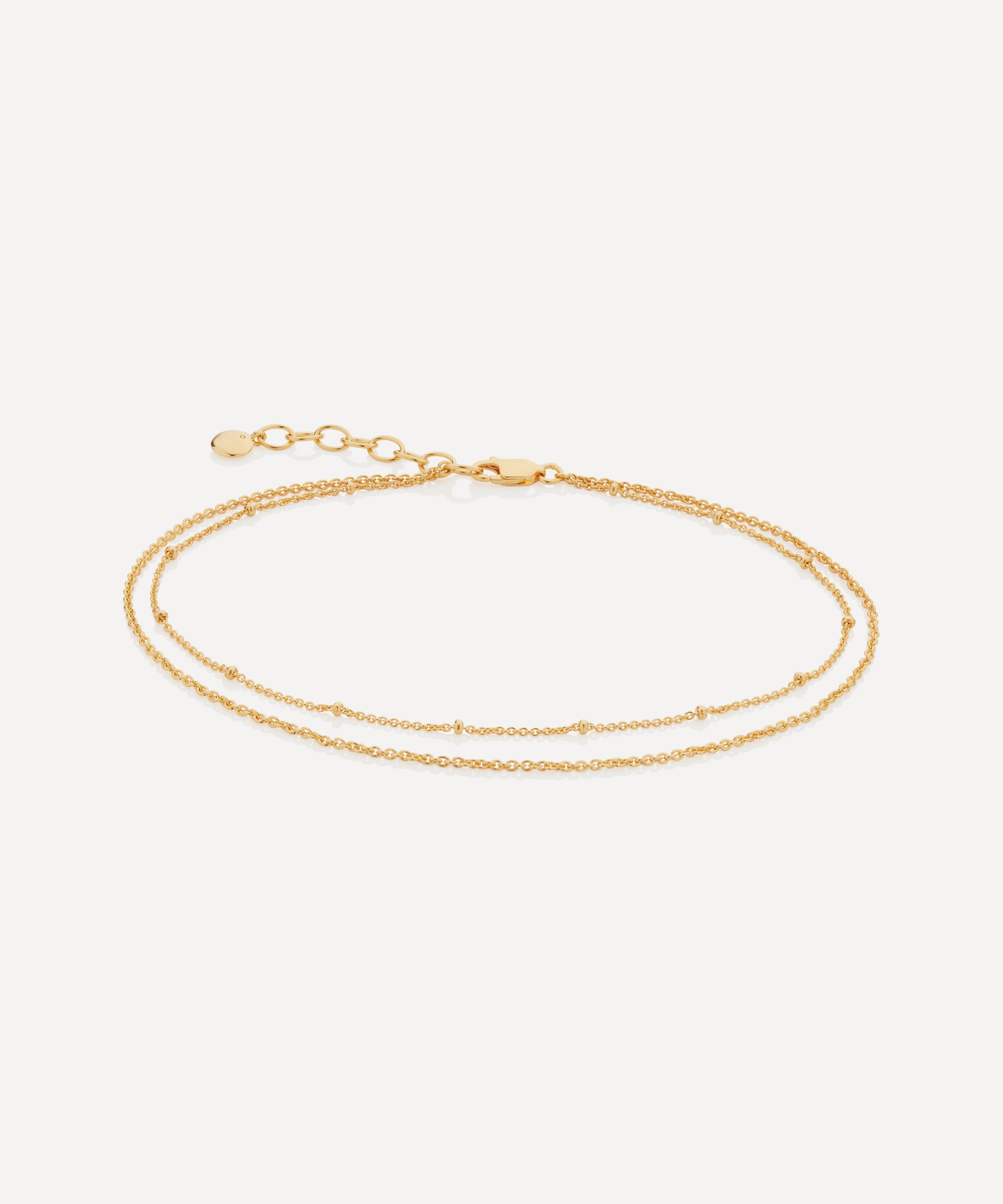 Monica Vinader - Gold Plated Vermeil Silver Beaded Double Chain Anklet
