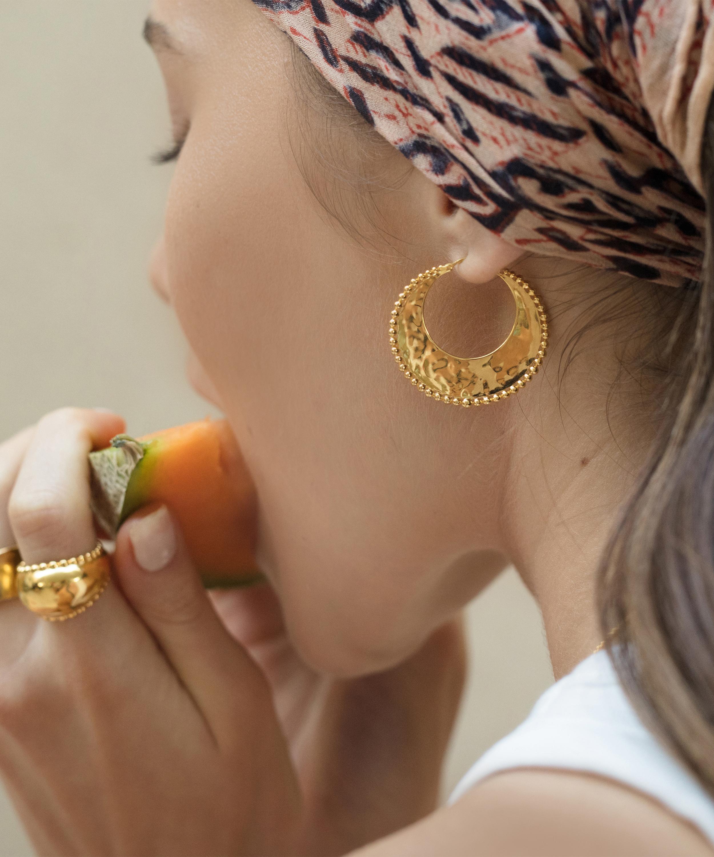Monica Vinader - Gold Plated Vermeil Silver Deia Beaded Hoop Earrings image number 1