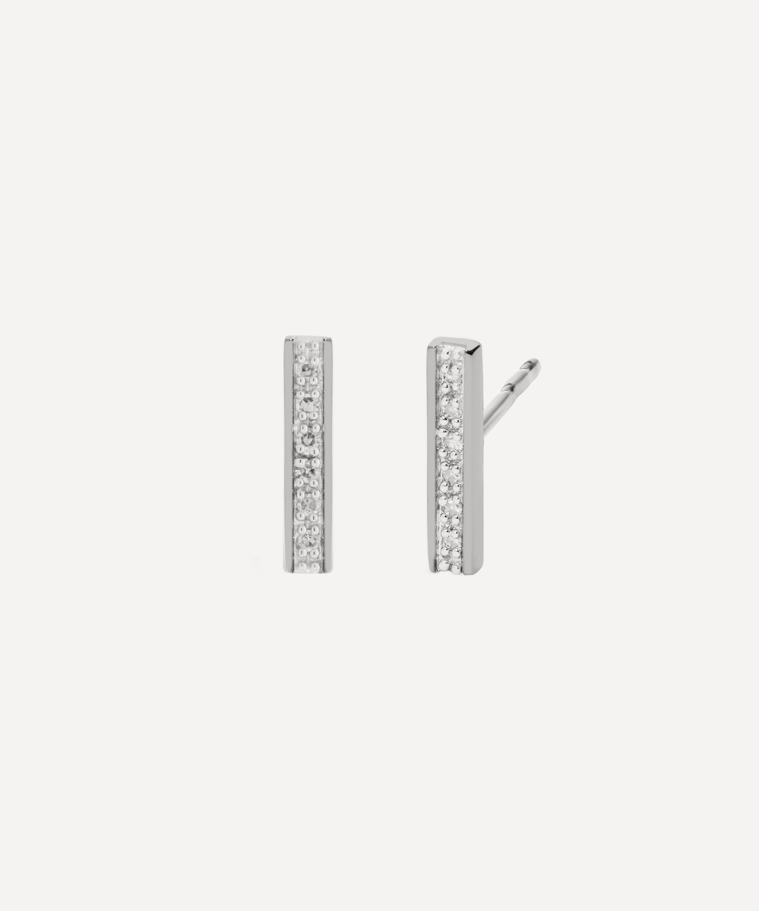 Monica Vinader - Silver Signature Skinny Diamond Stud Earrings image number 0