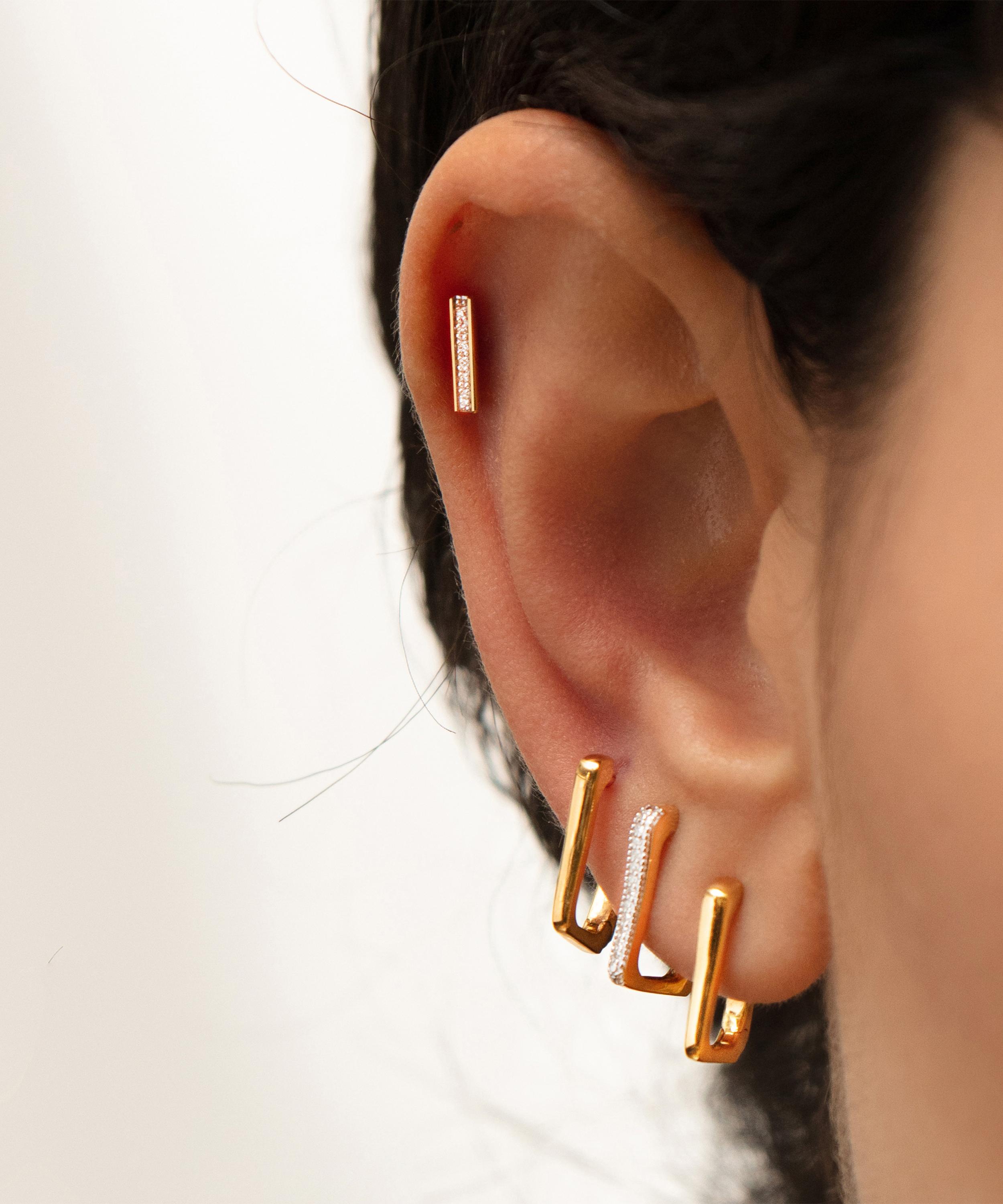 Monica Vinader - Silver Signature Skinny Diamond Stud Earrings image number 1
