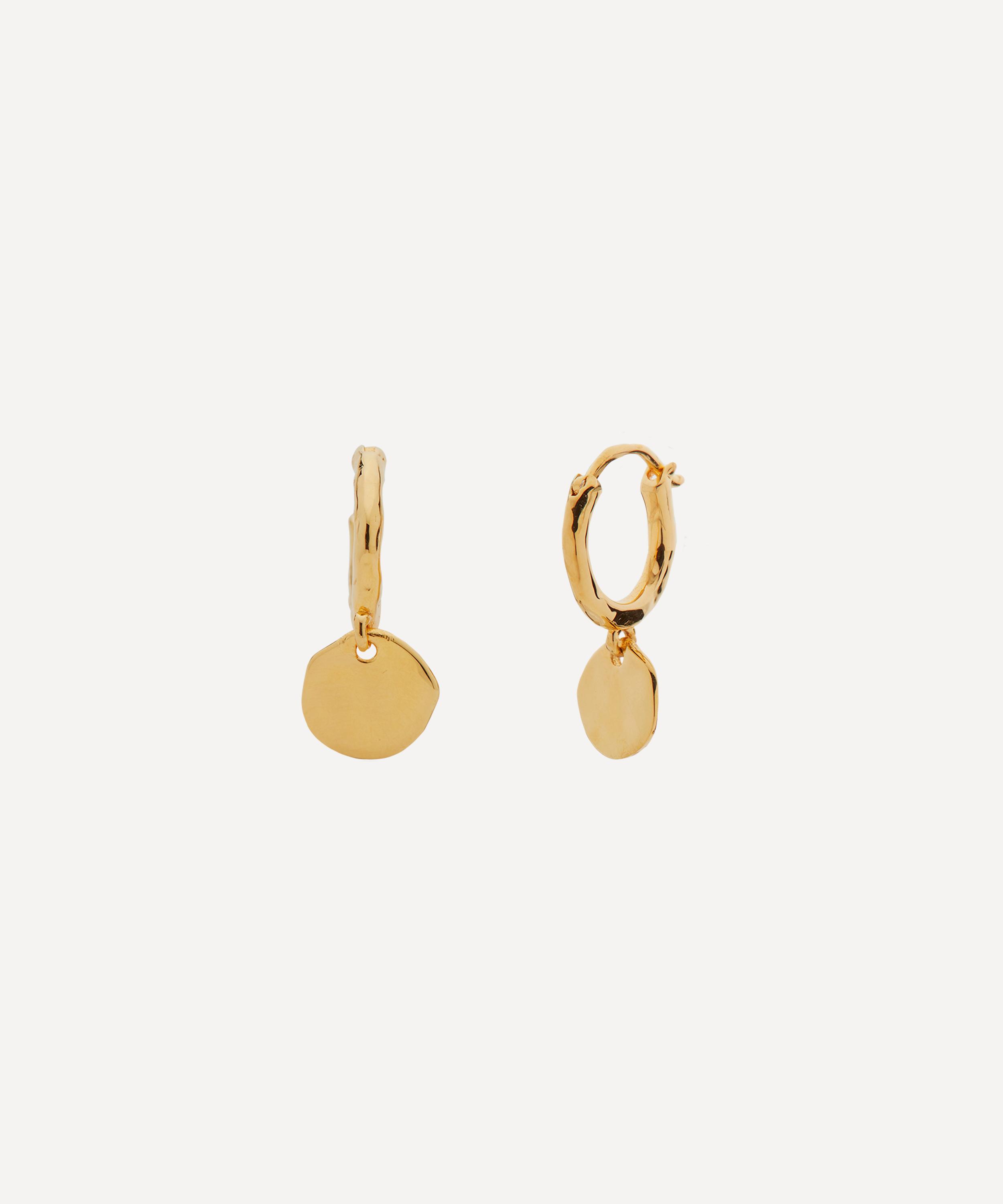 Monica Vinader - Gold Plated Vermeil Silver Siren Muse Mini Drop Huggie Hoop Earrings image number 0