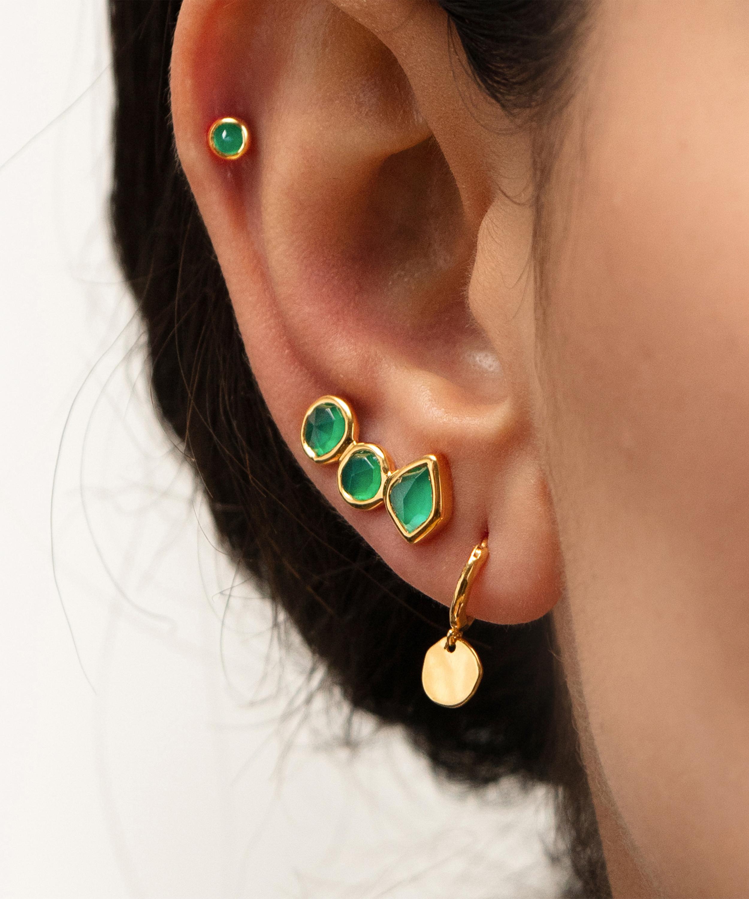 Monica Vinader - Gold Plated Vermeil Silver Siren Muse Mini Drop Huggie Hoop Earrings image number 1