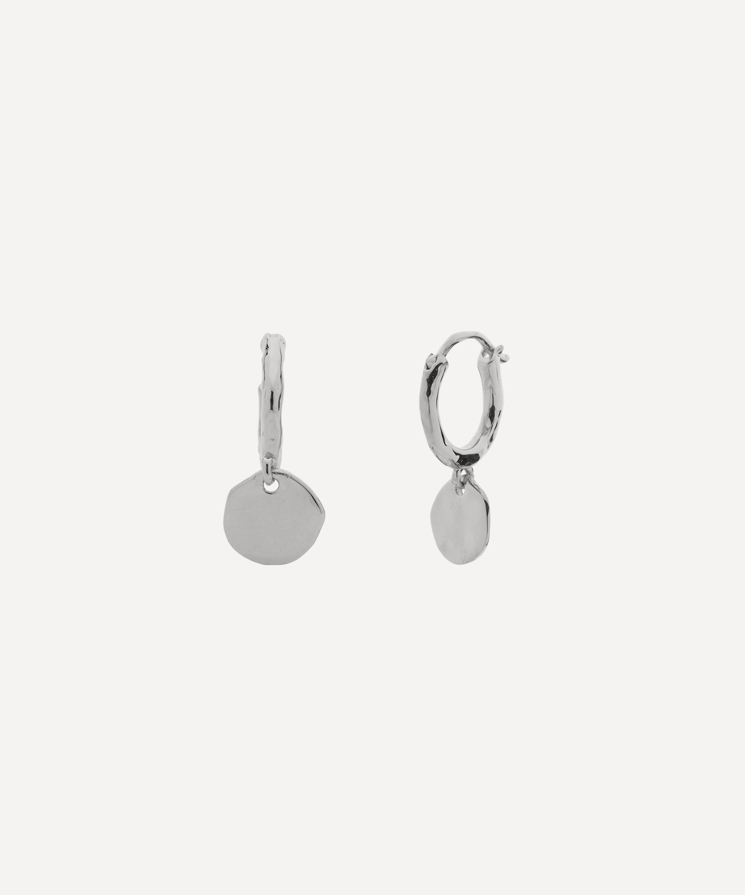 Monica Vinader - Silver Siren Muse Mini Drop Huggie Hoop Earrings image number 0
