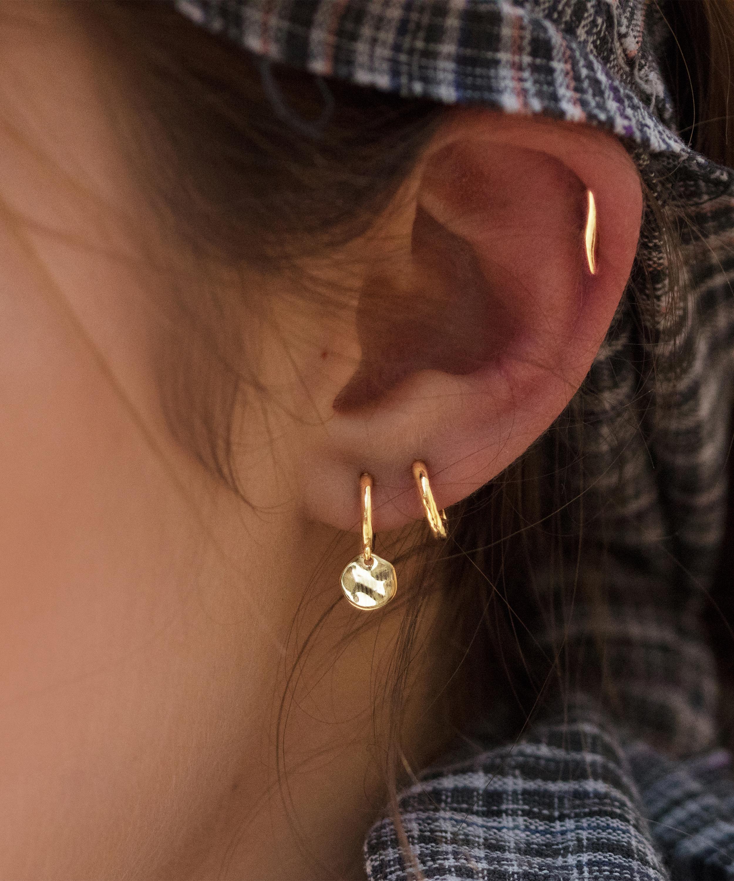 Monica Vinader - Silver Siren Muse Mini Drop Huggie Hoop Earrings image number 1