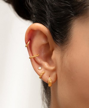 Monica Vinader - Gold Plated Vermeil Silver Corda Huggie Hoop Earrings image number 2