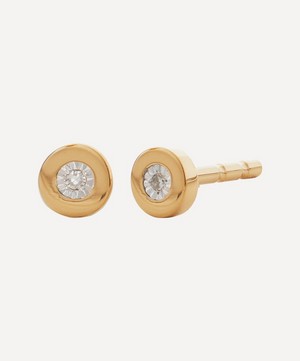 Monica Vinader - Gold Plated Vermeil Silver Linear Diamond Stud Earrings image number 0