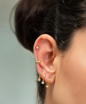 Monica Vinader - Gold Plated Vermeil Silver Linear Diamond Stud Earrings image number 1