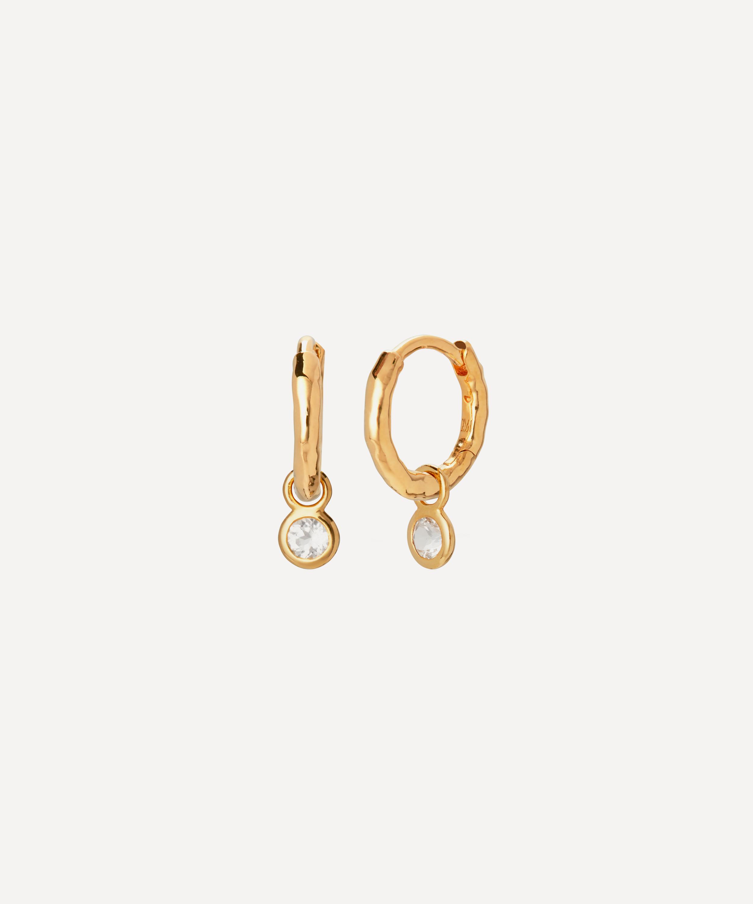 Monica Vinader - Gold Plated Vermeil Silver Mini White Topaz Huggie Hoop Earrings image number 0