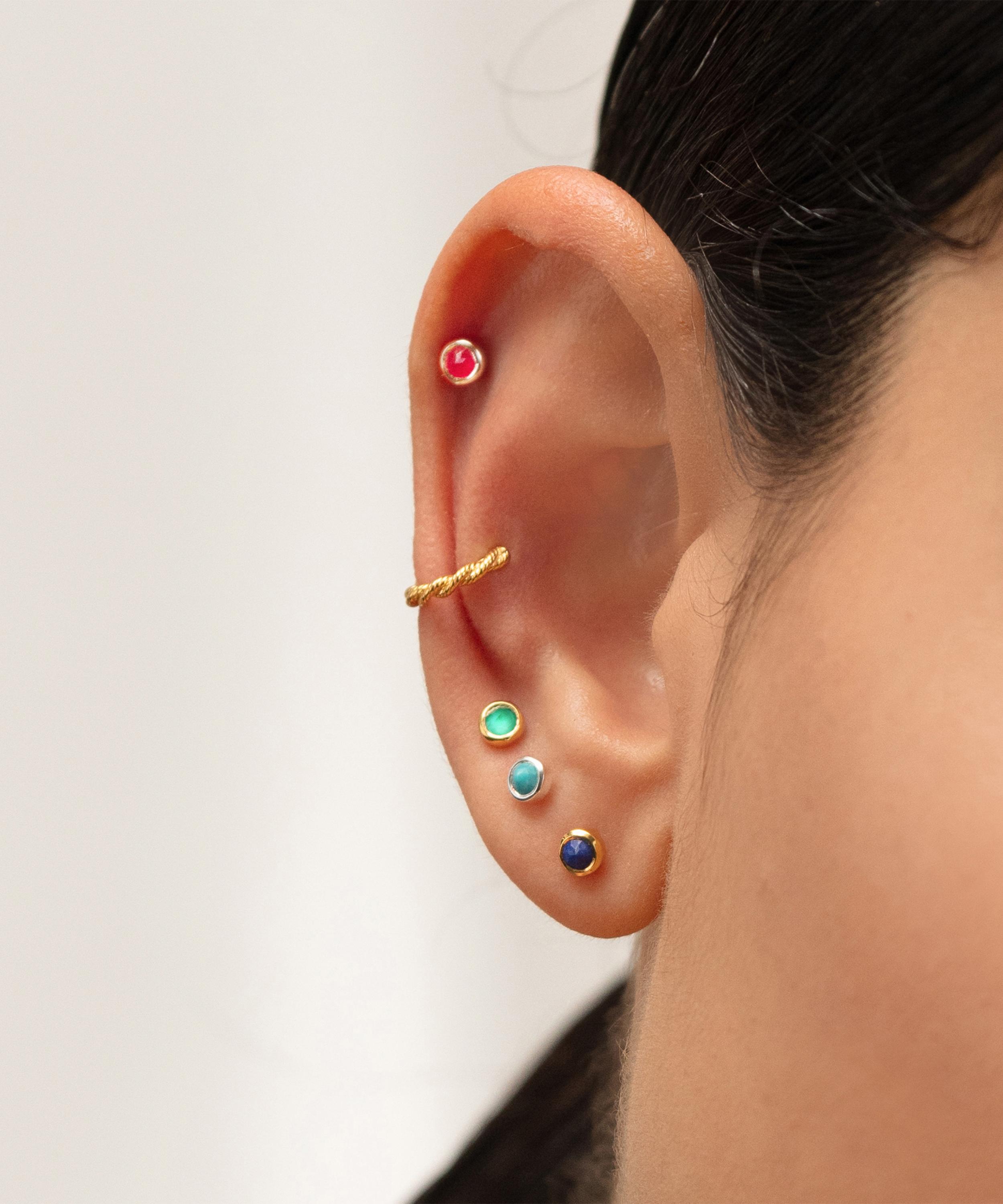Monica Vinader - Gold Plated Vermeil Silver Mini Lapis Stud Earrings image number 1