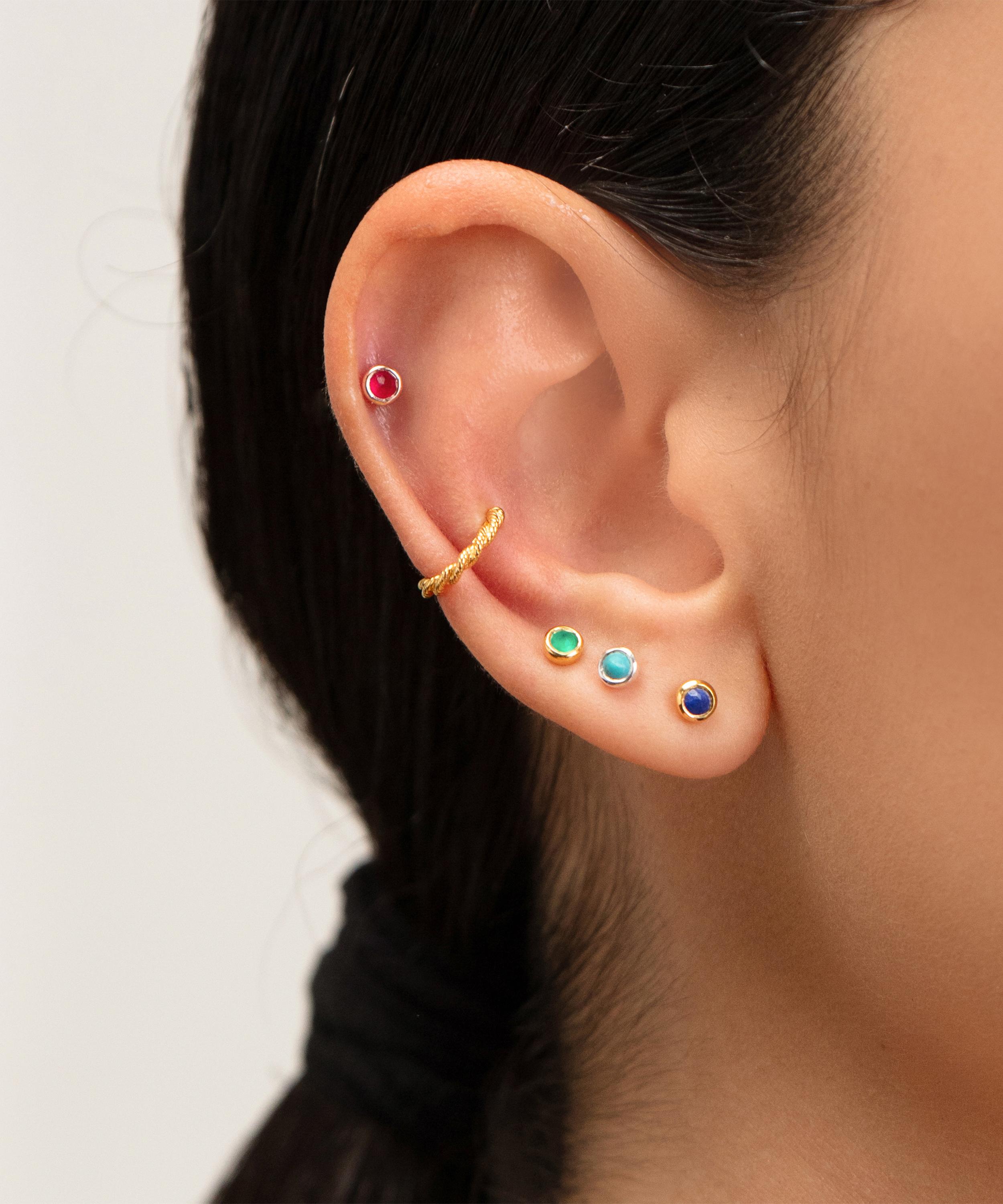 Monica Vinader - Rose Gold Plated Vermeil Silver Mini Pink Quartz Stud Earrings image number 2