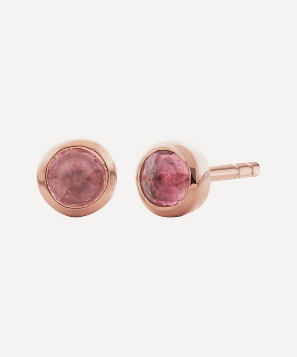 Monica Vinader - Rose Gold Plated Vermeil Silver Mini Pink Tourmaline Stud Earrings image number null
