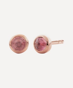 Monica Vinader - Rose Gold Plated Vermeil Silver Mini Pink Tourmaline Stud Earrings image number 0