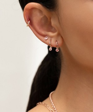 Monica Vinader - Rose Gold Plated Vermeil Silver Mini Pink Tourmaline Stud Earrings image number 1