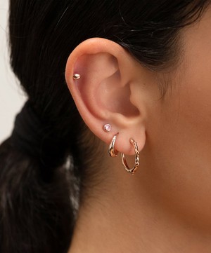 Monica Vinader - Rose Gold Plated Vermeil Silver Mini Pink Tourmaline Stud Earrings image number 2