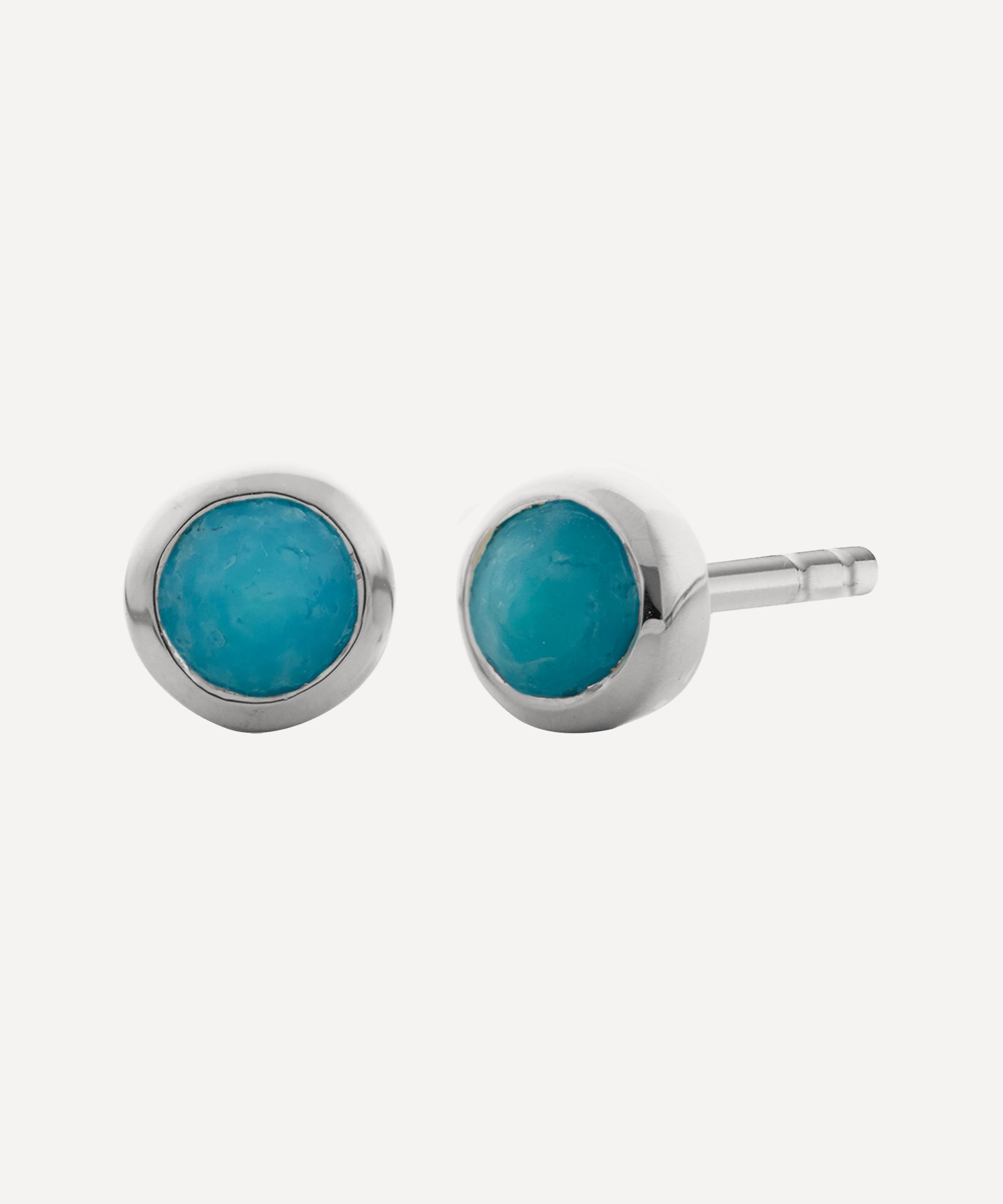 Monica Vinader - Silver Mini Turquoise Stud Earrings image number 0