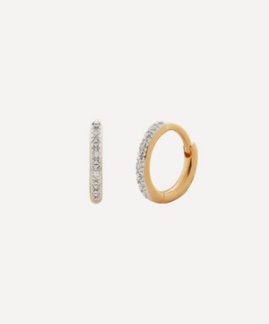 Monica Vinader - Gold Plated Vermeil Silver Riva Mini Diamond Huggie Hoop Earrings image number 0
