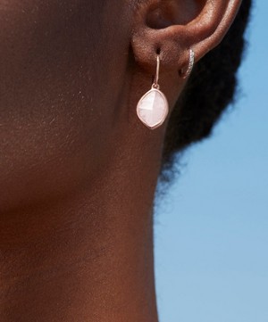 Monica Vinader - Rose Gold Plated Vermeil Silver Riva Mini Diamond Huggie Hoop Earrings image number 2