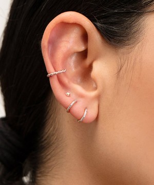 Monica Vinader - Silver Riva Mini Diamond Huggie Hoop Earrings image number 1