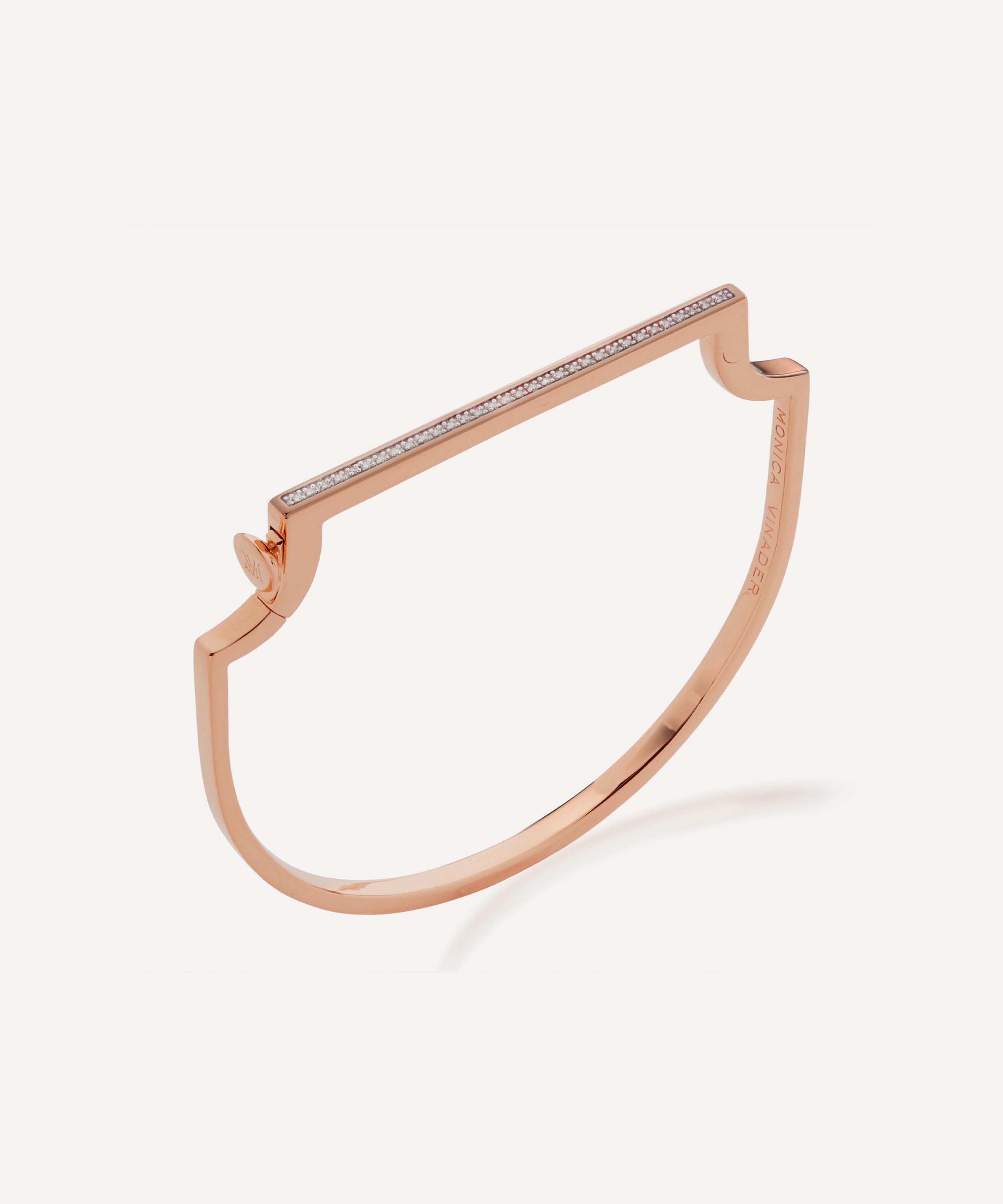 Monica Vinader - Rose Gold Plated Vermeil Silver Signature Skinny Diamond Bangle image number 0