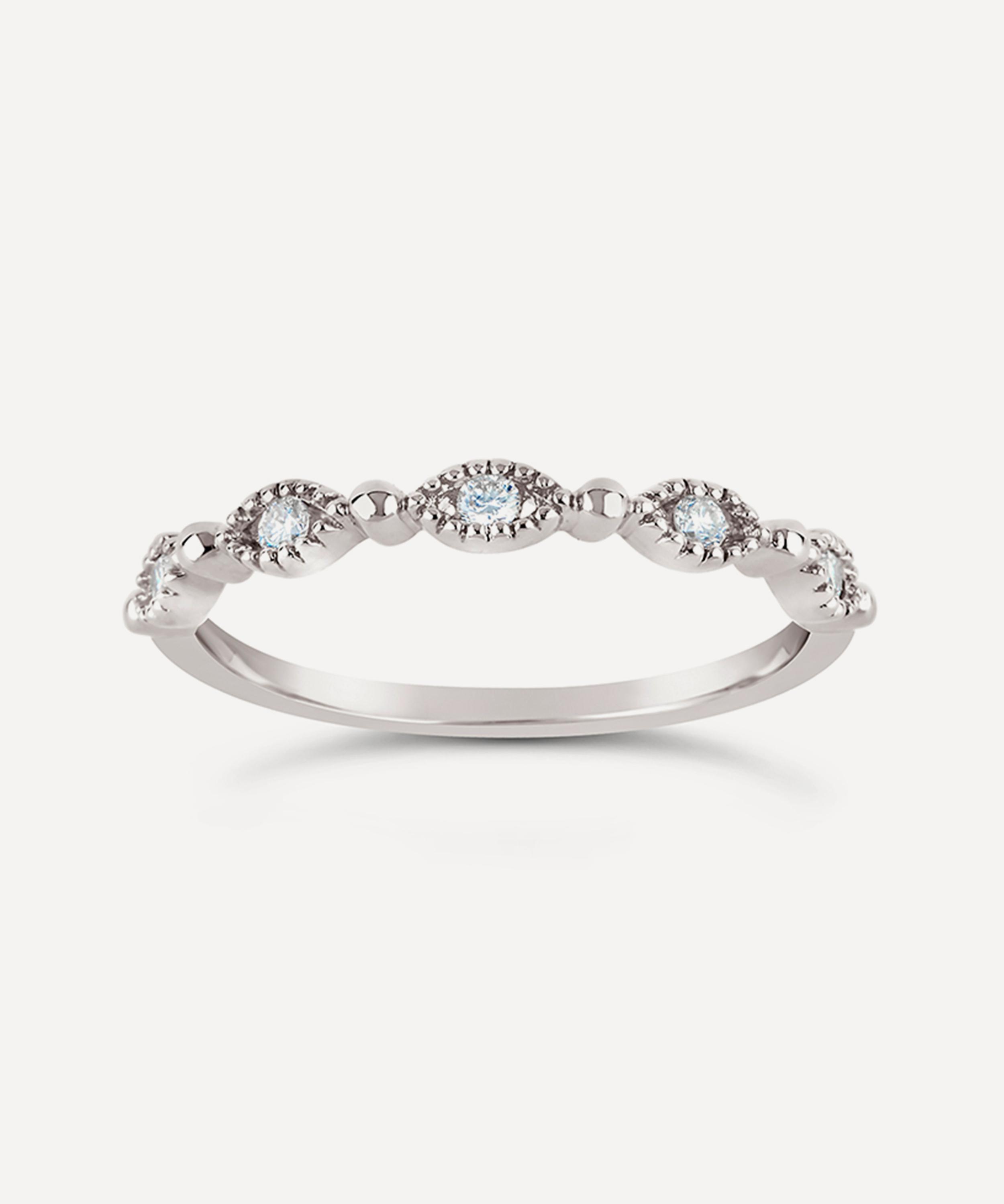 Dinny Hall - 14ct White Gold Jasmine Diamond Half Eternity Ring