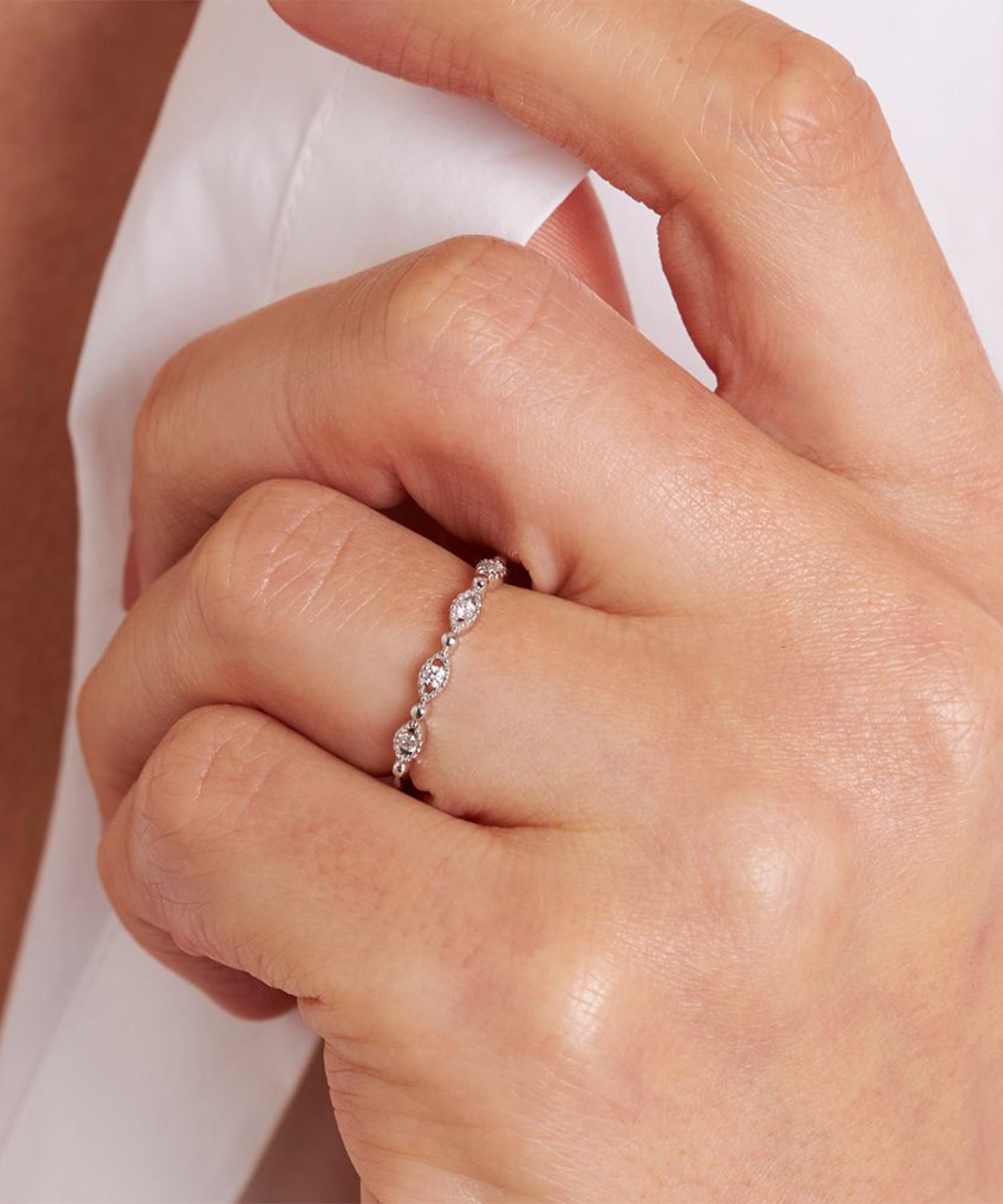 Dinny Hall - 14ct White Gold Jasmine Diamond Half Eternity Ring image number 1