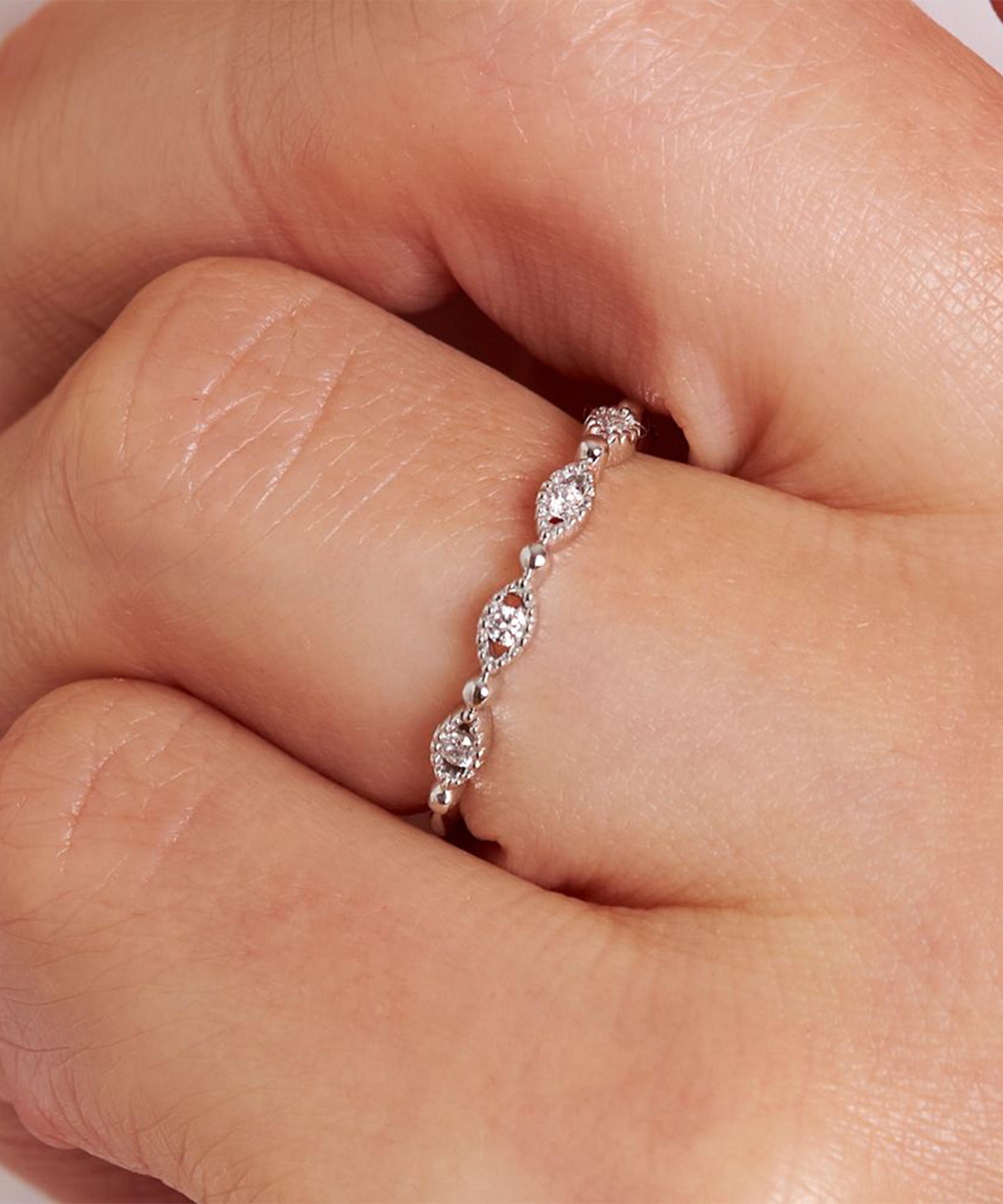 Dinny Hall - 14ct White Gold Jasmine Diamond Half Eternity Ring image number 3