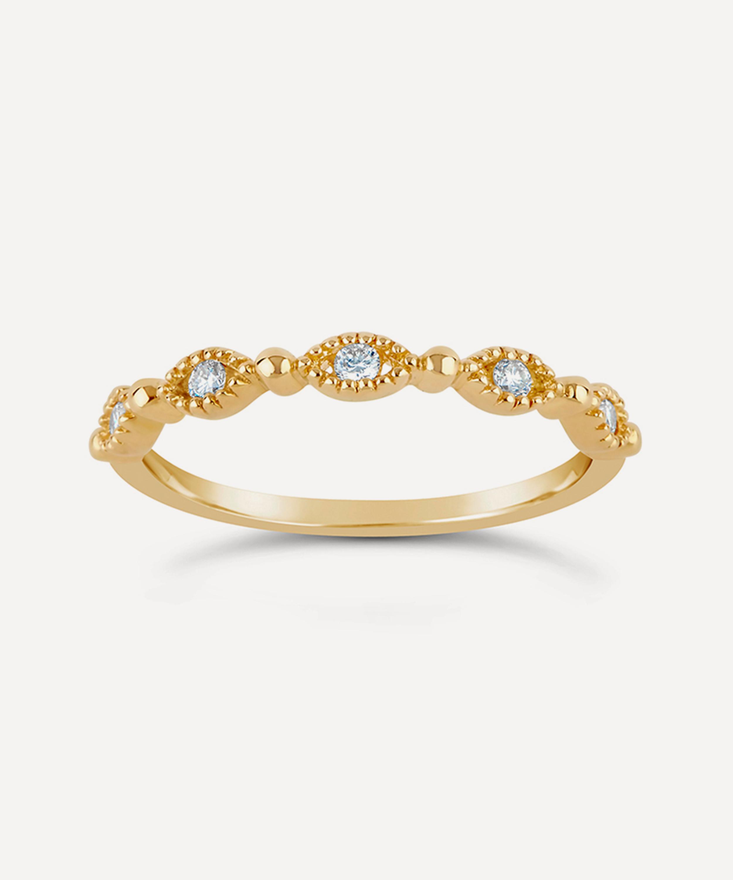 Dinny Hall - 14ct Gold Jasmine Diamond Half Eternity Ring image number 0