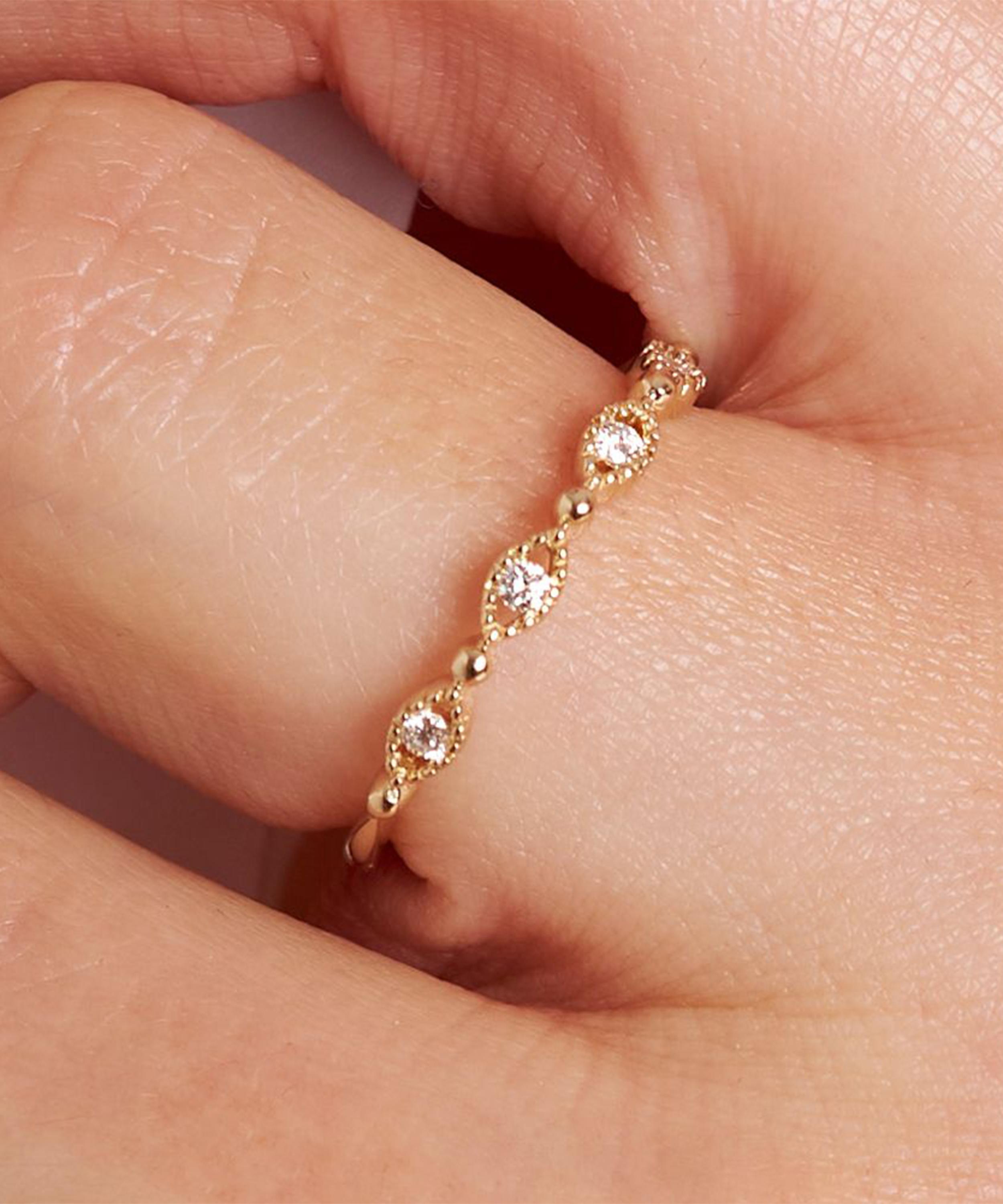 Dinny Hall - 14ct Gold Jasmine Diamond Half Eternity Ring image number 3