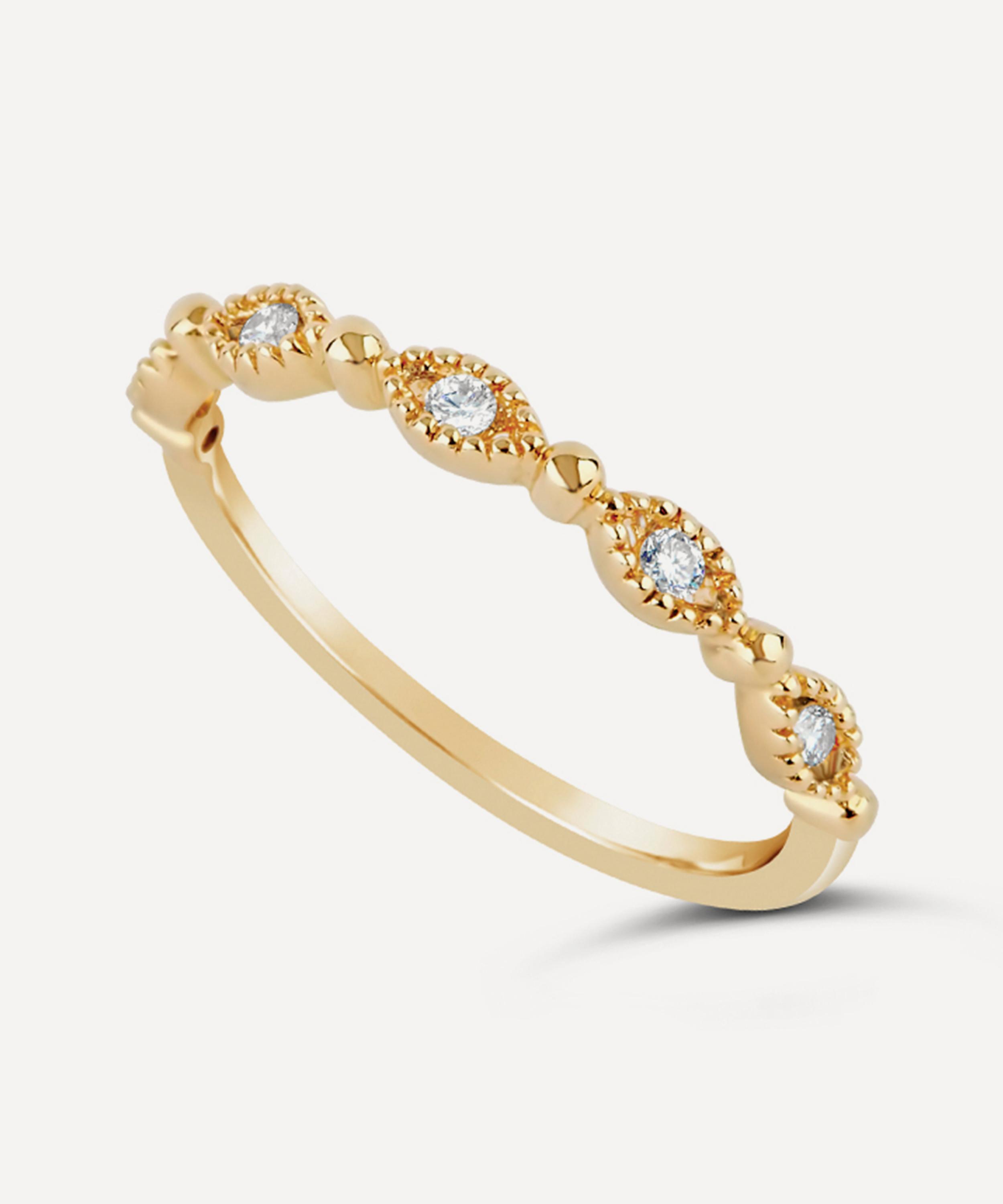 Dinny Hall - 14ct Gold Jasmine Diamond Half Eternity Ring image number 2